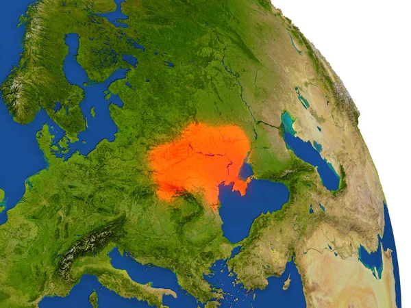 Mapa Ukrajiny v červené barvě — Stock fotografie