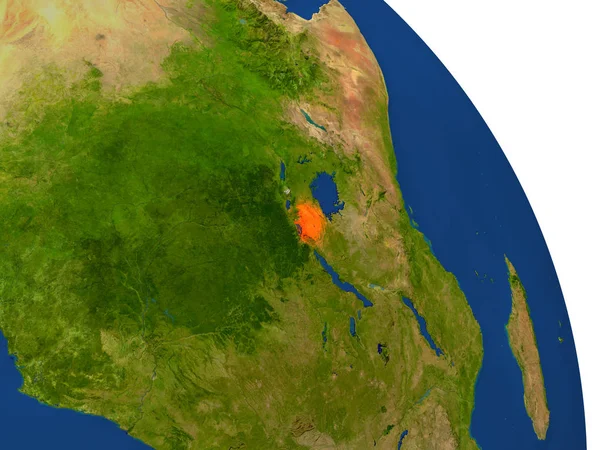 Mapa z Rwandy v červené barvě — Stock fotografie
