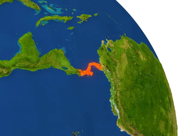 La carte de Panama en rouge — Photo
