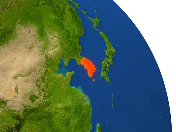Χάρτης Νότιας Κορέας κόκκινο — Φωτογραφία Αρχείου