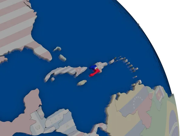 Haití con bandera en el globo — Foto de Stock