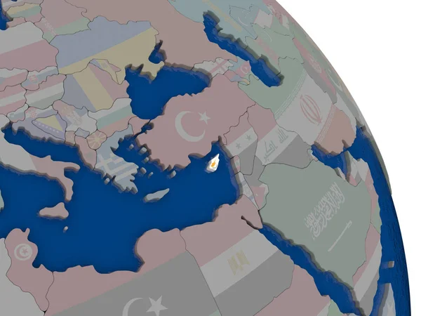 Chipre con bandera en el globo —  Fotos de Stock