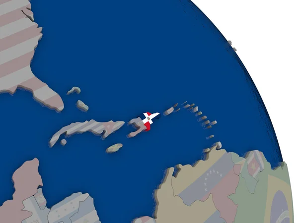 Dominikanische Republik mit Flagge auf Globus — Stockfoto