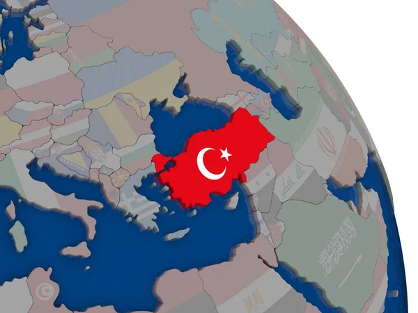 地球に旗とトルコ — ストック写真