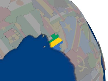 Gabon dünya üzerinde bayrak ile