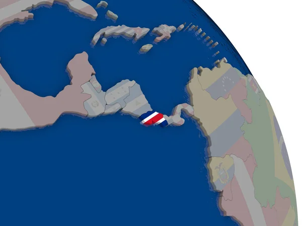 Costa Rica avec drapeau sur le globe — Photo