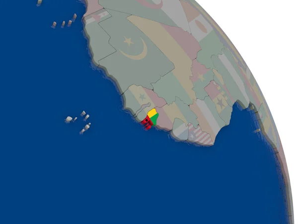 Gwinea Bissau z flagą na całym świecie — Zdjęcie stockowe