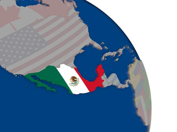 Messico con bandiera sul globo — Foto Stock