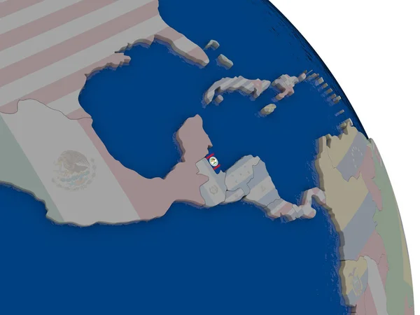 Belize with flag on globe — Stock Photo, Image