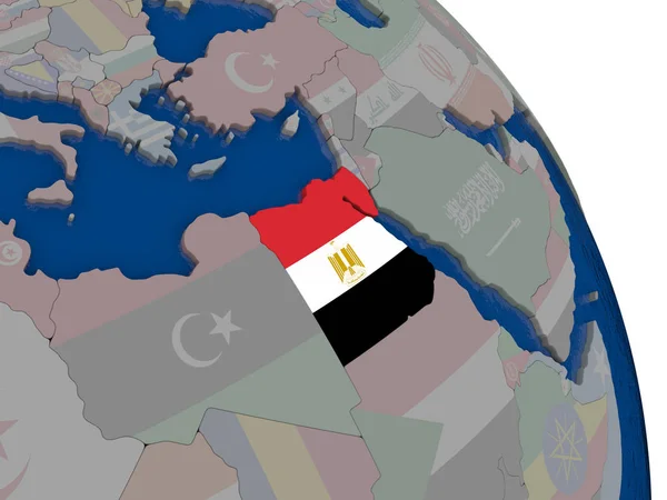 Egypt with flag on globe — Stock Photo, Image