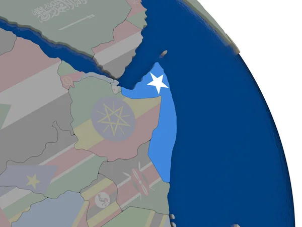 Somalia con bandera en el globo — Foto de Stock
