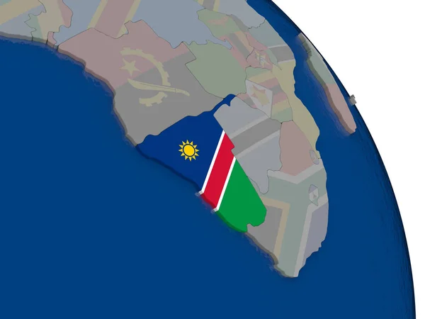 Namibia con bandiera sul globo — Foto Stock