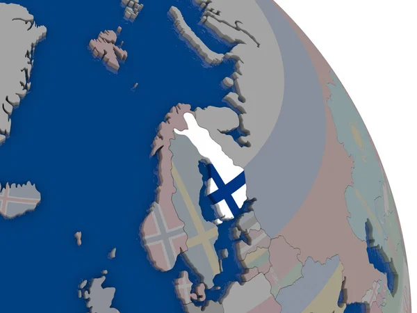 芬兰与地球上的标志 — 图库照片