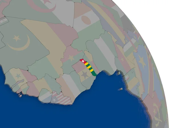Togo z flagą na całym świecie — Zdjęcie stockowe