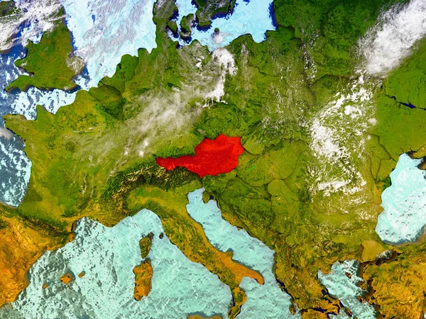Rakousko na ilustrované globe — Stock fotografie