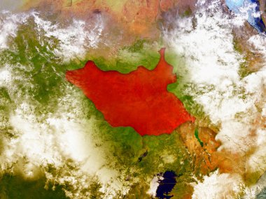 Resimli dünya üzerinde Güney Sudan