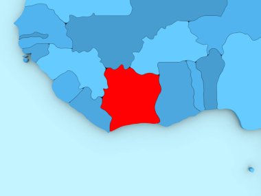 Fildişi Sahili 3d harita üzerinde