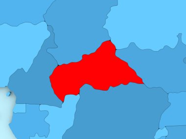 Orta Afrika 3d harita üzerinde