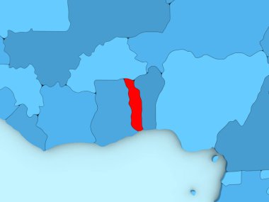 Togo 3d harita üzerinde