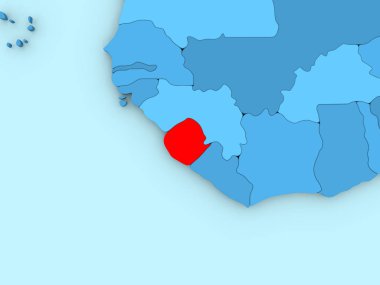 Sierra Leone 3d harita üzerinde