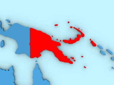 Papua Yeni Gine 3d harita üzerinde