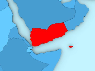 Yemen 3d harita üzerinde