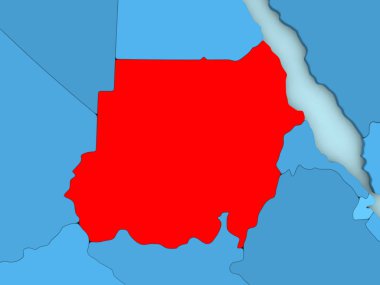 Sudan 3d harita üzerinde