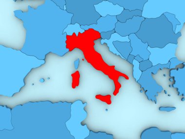 İtalya 3d harita üzerinde