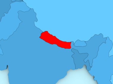 Nepal 3d harita üzerinde