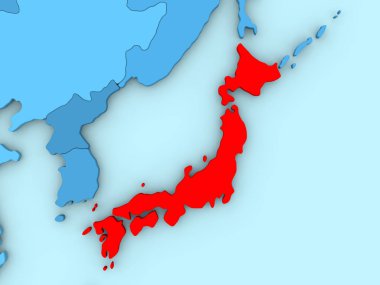 3D harita üzerinde Japonya