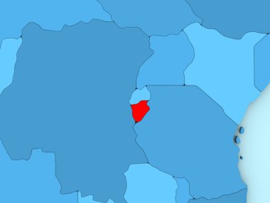 Burundi 3d harita üzerinde