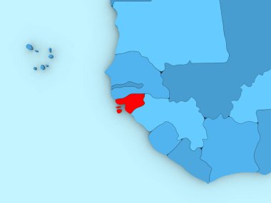 Gine-Bissau 3d harita üzerinde