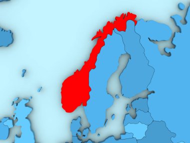 Norveç 3d harita üzerinde