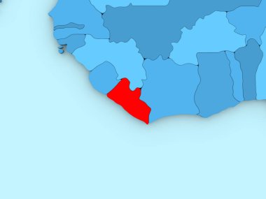 Liberya 3d harita üzerinde