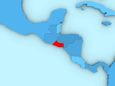El Salvador on 3D map