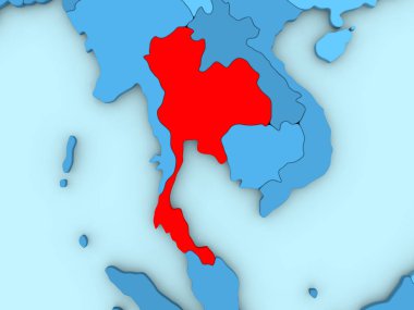 Tayland 3d harita üzerinde