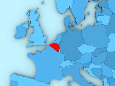 Belçika 3d harita üzerinde