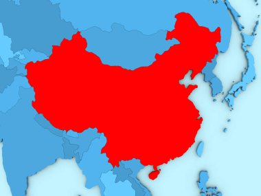 Çin 3d harita üzerinde