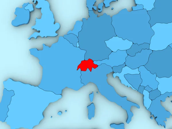 瑞士在 3d 地图上 — 图库照片