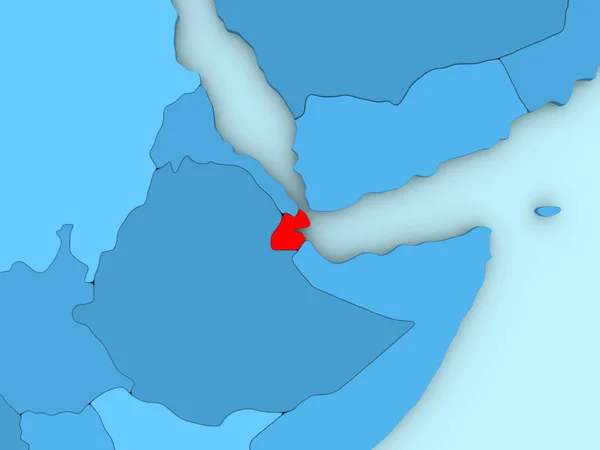Djibouti på 3d-karta — Stockfoto