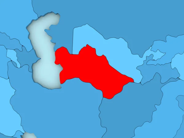 土库曼斯坦在 3d 地图上 — 图库照片