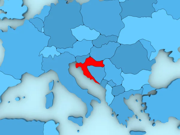 Хорватия на 3D карте — стоковое фото