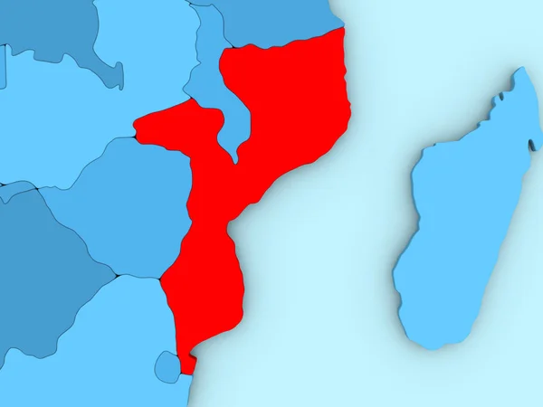 莫桑比克在 3d 地图上 — 图库照片
