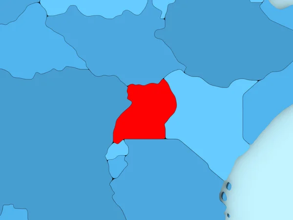 Уганда на тривимірну карту — стокове фото