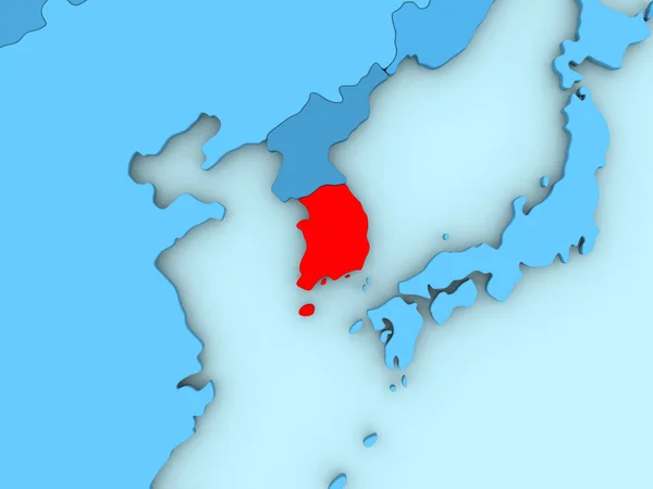 Korea Selatan pada peta 3D — Stok Foto