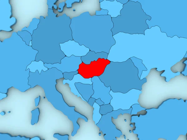 匈牙利在 3d 地图上 — 图库照片