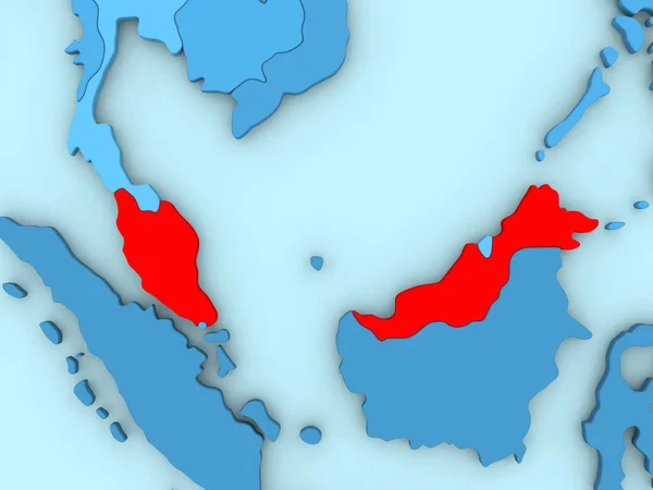 马来西亚在 3d 地图上 — 图库照片