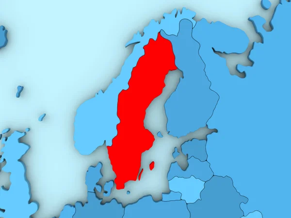 Svezia sulla mappa 3D — Foto Stock