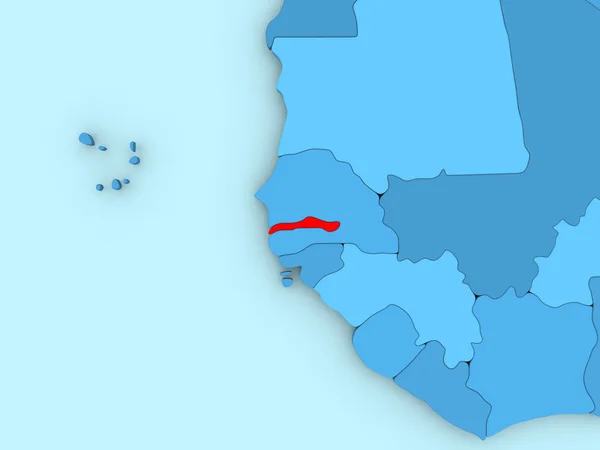 Gambiya 3d harita üzerinde — Stok fotoğraf