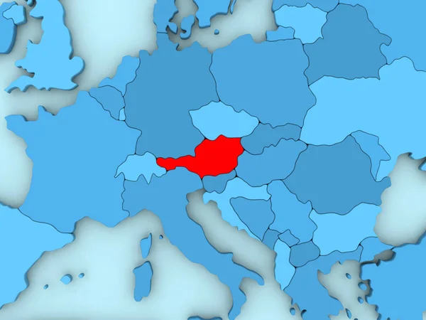 Австрия на 3D карте — стоковое фото